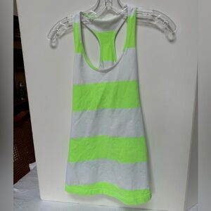 Lululemon CRB cool racer back tank size 6 florescent green / white stripe